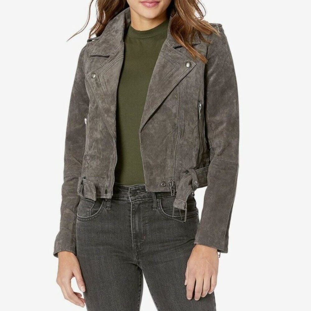 BLANKNYC Suede Moto Jacket French Grey XS MSRP $198